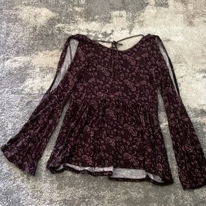 Open back Maroon/purple floral shirt